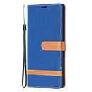 For Samsung Galaxy S22 Ultra 5G Color Matching Denim Texture Leather Case with Holder & Card Slots & Wallet & Lanyard(Royal Blue)