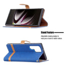 For Samsung Galaxy S22 Ultra 5G Color Matching Denim Texture Leather Case with Holder & Card Slots & Wallet & Lanyard(Royal Blue)