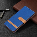For Samsung Galaxy S22 Ultra 5G Color Matching Denim Texture Leather Case with Holder & Card Slots & Wallet & Lanyard(Royal Blue)
