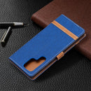 For Samsung Galaxy S22 Ultra 5G Color Matching Denim Texture Leather Case with Holder & Card Slots & Wallet & Lanyard(Royal Blue)