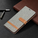 For Samsung Galaxy S22 Ultra 5G Color Matching Denim Texture Leather Case with Holder & Card Slots & Wallet & Lanyard(Grey)