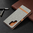 For Samsung Galaxy S22 Ultra 5G Color Matching Denim Texture Leather Case with Holder & Card Slots & Wallet & Lanyard(Grey)