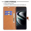 For Samsung Galaxy S22+ 5G Color Matching Denim Texture Leather Case with Holder & Card Slots & Wallet & Lanyard(Brown)