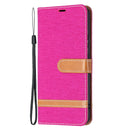 For Samsung Galaxy S22+ 5G Color Matching Denim Texture Leather Case with Holder & Card Slots & Wallet & Lanyard(Rose Red)