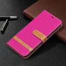 For Samsung Galaxy S22+ 5G Color Matching Denim Texture Leather Case with Holder & Card Slots & Wallet & Lanyard(Rose Red)