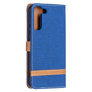 For Samsung Galaxy S22+ 5G Color Matching Denim Texture Leather Case with Holder & Card Slots & Wallet & Lanyard(Royal Blue)