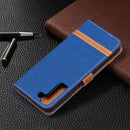 For Samsung Galaxy S22+ 5G Color Matching Denim Texture Leather Case with Holder & Card Slots & Wallet & Lanyard(Royal Blue)