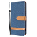 For Samsung Galaxy S22+ 5G Color Matching Denim Texture Leather Case with Holder & Card Slots & Wallet & Lanyard(Dark Blue)