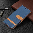 For Samsung Galaxy S22+ 5G Color Matching Denim Texture Leather Case with Holder & Card Slots & Wallet & Lanyard(Dark Blue)