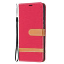 For Samsung Galaxy S22+ 5G Color Matching Denim Texture Leather Case with Holder & Card Slots & Wallet & Lanyard(Red)