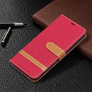 For Samsung Galaxy S22+ 5G Color Matching Denim Texture Leather Case with Holder & Card Slots & Wallet & Lanyard(Red)