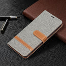 For Samsung Galaxy S22+ 5G Color Matching Denim Texture Leather Case with Holder & Card Slots & Wallet & Lanyard(Grey)