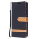 For Samsung Galaxy S22+ 5G Color Matching Denim Texture Leather Case with Holder & Card Slots & Wallet & Lanyard(Black)