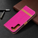 For Samsung Galaxy S22 5G Color Matching Denim Texture Leather Case with Holder & Card Slots & Wallet & Lanyard(Rose Red)