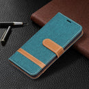 For Samsung Galaxy S22 5G Color Matching Denim Texture Leather Case with Holder & Card Slots & Wallet & Lanyard(Green)