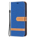 For Samsung Galaxy S22 5G Color Matching Denim Texture Leather Case with Holder & Card Slots & Wallet & Lanyard(Royal Blue)
