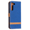 For Samsung Galaxy S22 5G Color Matching Denim Texture Leather Case with Holder & Card Slots & Wallet & Lanyard(Royal Blue)