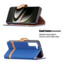 For Samsung Galaxy S22 5G Color Matching Denim Texture Leather Case with Holder & Card Slots & Wallet & Lanyard(Royal Blue)