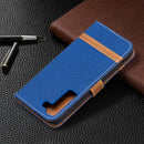 For Samsung Galaxy S22 5G Color Matching Denim Texture Leather Case with Holder & Card Slots & Wallet & Lanyard(Royal Blue)