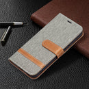 For Samsung Galaxy S22 5G Color Matching Denim Texture Leather Case with Holder & Card Slots & Wallet & Lanyard(Grey)