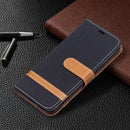 For Samsung Galaxy S22 5G Color Matching Denim Texture Leather Case with Holder & Card Slots & Wallet & Lanyard(Black)