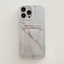 Electroplating IMD TPU Phone Case with Card Slot For iPhone 13(White Marble)