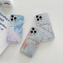 Electroplating IMD TPU Phone Case with Card Slot For iPhone 13(White Marble)