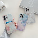 Electroplating IMD TPU Phone Case with Card Slot For iPhone 13(White Marble)
