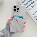 Electroplating IMD TPU Phone Case with Card Slot For iPhone 11(White Marble)