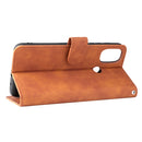 For Motorola Moto E20 / E30 / E40 Skin Feel Magnetic Horizontal Flip Phone Leather Case with Holder & Card Slots & Wallet(Brown)
