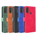 For Motorola Moto E20 / E30 / E40 Skin Feel Magnetic Horizontal Flip Phone Leather Case with Holder & Card Slots & Wallet(Brown)