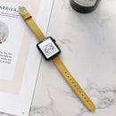 Litchi Texture Slimming Strap Watch Band For Apple Watch Series 7 45mm / 6&SE&5&4 44mm / 3&2&1 42mm(Yellow)