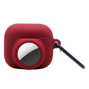 2 in 1 Shockproof Full Coverage Silicone Protective Case For AirPods 3 / AirTag(Wine Red)