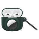 2 in 1 Shockproof Full Coverage Silicone Protective Case For AirPods 3 / AirTag(Dark Green)
