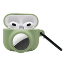 2 in 1 Shockproof Full Coverage Silicone Protective Case For AirPods 3 / AirTag(Olive Green)