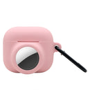 2 in 1 Shockproof Full Coverage Silicone Protective Case For AirPods 3 / AirTag(Pink)