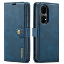 For Huawei P50 Pro DG.MING Crazy Horse Texture Flip Detachable Magnetic Leather Case with Holder & Card Slots & Wallet(Blue)