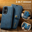 For Huawei P50 Pro DG.MING Crazy Horse Texture Flip Detachable Magnetic Leather Case with Holder & Card Slots & Wallet(Blue)