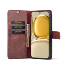 For Huawei P50 Pro DG.MING Crazy Horse Texture Flip Detachable Magnetic Leather Case with Holder & Card Slots & Wallet(Red)