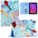 Silk Texture Horizontal Flip Tablet Leather Case with Holder & Card Slot & Sleep / Wake-up Function For iPad mini 6(Gold-plated Blue Stitching Marble)