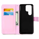 For Samsung Galaxy S22 Ultra 5G Colored Drawing Pattern Plain Weave Leather Phone Case with Holder & Card Slot & Wallet & Lanyard(Baby Panda)