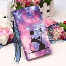 For Samsung Galaxy S22 Ultra 5G Colored Drawing Pattern Plain Weave Leather Phone Case with Holder & Card Slot & Wallet & Lanyard(Baby Panda)