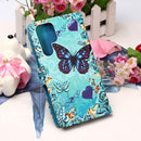 For Samsung Galaxy S22 Ultra 5G Colored Drawing Pattern Plain Weave Leather Phone Case with Holder & Card Slot & Wallet & Lanyard(Heart Butterfly)