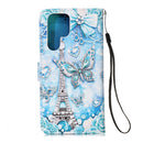 For Samsung Galaxy S22 Ultra 5G Colored Drawing Pattern Plain Weave Leather Phone Case with Holder & Card Slot & Wallet & Lanyard(Tower Butterfly)