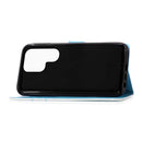 For Samsung Galaxy S22 Ultra 5G Colored Drawing Pattern Plain Weave Leather Phone Case with Holder & Card Slot & Wallet & Lanyard(Tower Butterfly)