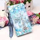 For Samsung Galaxy S22 Ultra 5G Colored Drawing Pattern Plain Weave Leather Phone Case with Holder & Card Slot & Wallet & Lanyard(Tower Butterfly)