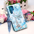 For Samsung Galaxy S22 Ultra 5G Colored Drawing Pattern Plain Weave Leather Phone Case with Holder & Card Slot & Wallet & Lanyard(Tower Butterfly)