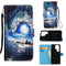 For Samsung Galaxy S22 Ultra 5G Colored Drawing Pattern Plain Weave Leather Phone Case with Holder & Card Slot & Wallet & Lanyard(Ocean Waves and Sun)
