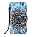 For Samsung Galaxy S22 Ultra 5G Colored Drawing Pattern Plain Weave Leather Phone Case with Holder & Card Slot & Wallet & Lanyard(Undersea Mandala)