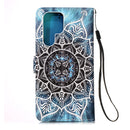 For Samsung Galaxy S22 Ultra 5G Colored Drawing Pattern Plain Weave Leather Phone Case with Holder & Card Slot & Wallet & Lanyard(Undersea Mandala)